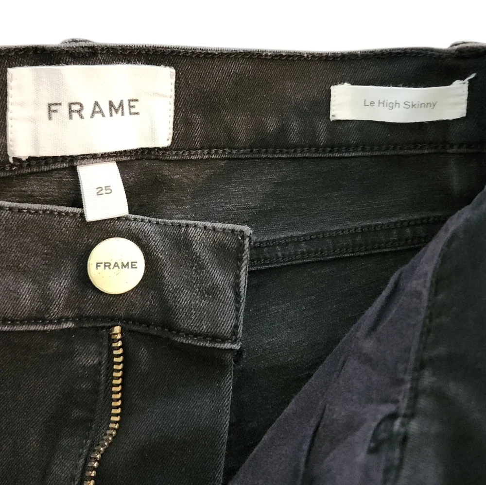 FRAME Le High Skinny Jeans Black High Rise Ankle Stretch Size 25 - Picture 12 of 13